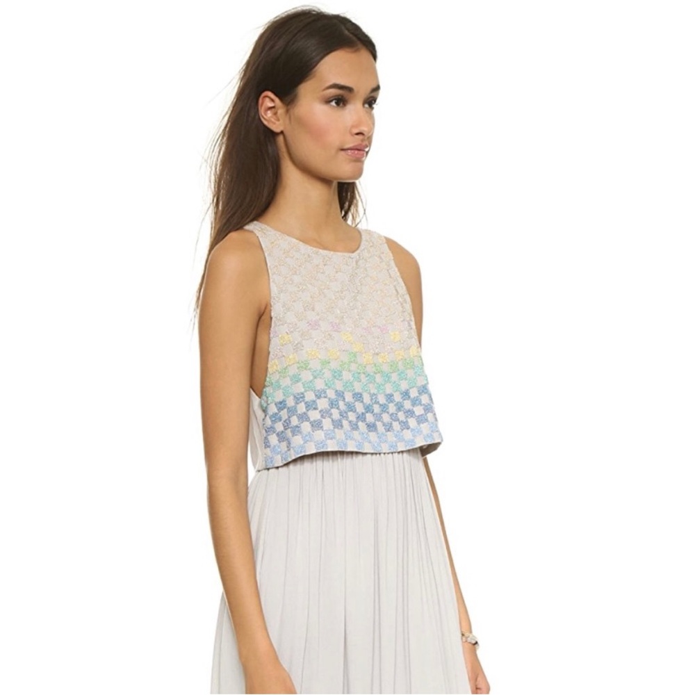 Mara Hoffman Linen Beaded Gown Maxi Dress Rainbow